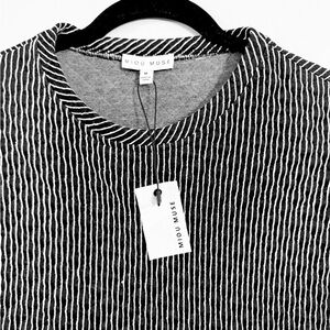 Miou Muse Black and White Striped Women's Top